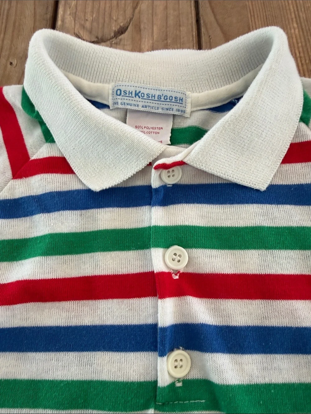 OshKosh B'gosh Red, Blue, Green & White Striped Polo